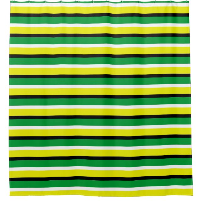 Rideaux De Douche Motif de rayures vert jaune (Devant)