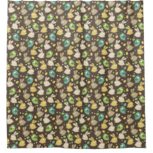 Rideaux De Douche motif de ressort avec des oeufs de pâques, oiseau