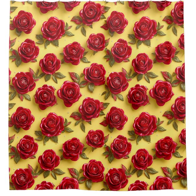 Rideaux De Douche motif de roses rouges 3d (Devant)