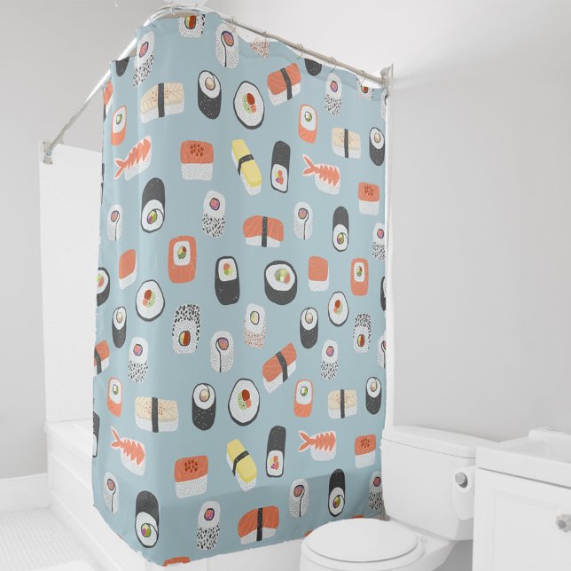 Rideaux De Douche Motif de rouleaux Sushi Nigiri Maki (Japanese sushi pattern shower curtain)
