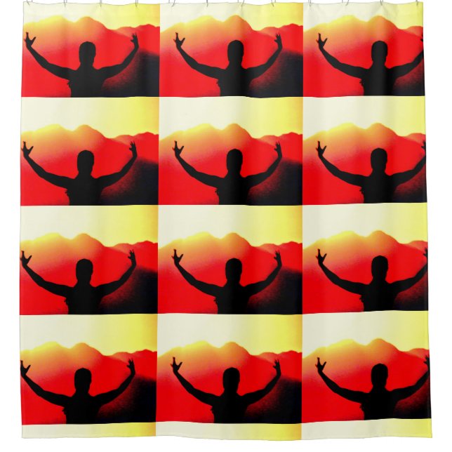 Rideaux De Douche motif de salutation au lever du soleil (Devant)