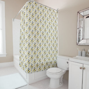 Rideaux De Douche Motif de silhouette de football jaune noir mignon