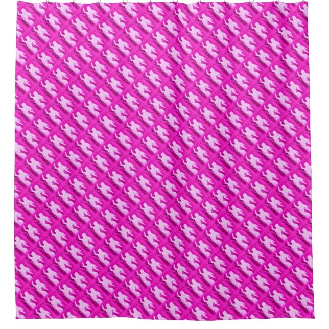 Rideaux De Douche motif de sirènes rose ascendant (Devant)