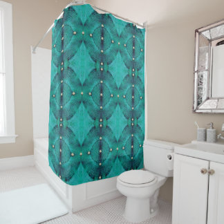 Rideaux De Douche Motif de sol en bleu Aqua