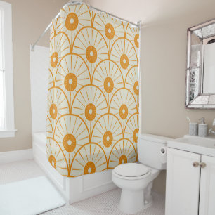 Rideaux De Douche Motif de soleil abstrait Art Déco orange