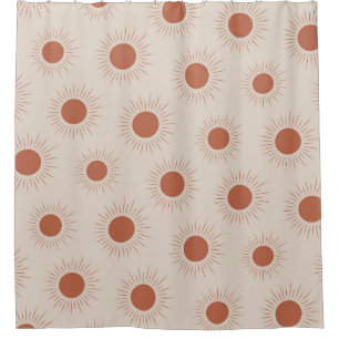 Rideaux De Douche Motif de soleil abstrait bohème en terracotta mini