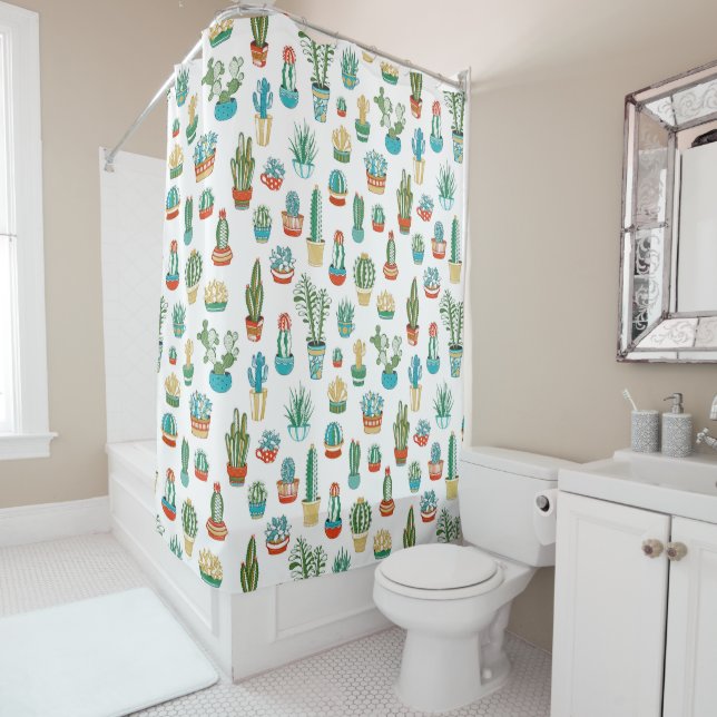 Rideaux De Douche Motif de Succulents (En situation)