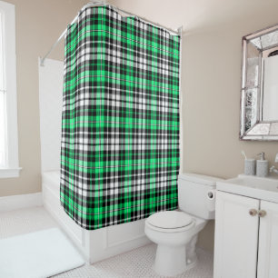 Rideaux De Douche Motif de tartan à carreaux vert noir blanc