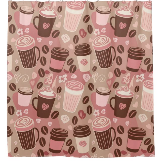 Rideaux De Douche Motif de tasse de café cosy (5) (Devant)