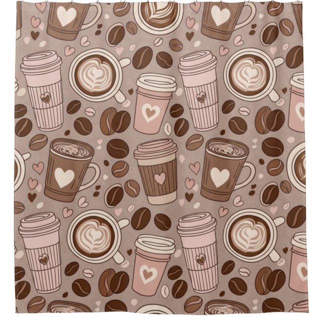 Rideaux De Douche Motif de tasse de café cosy (6) (Devant)
