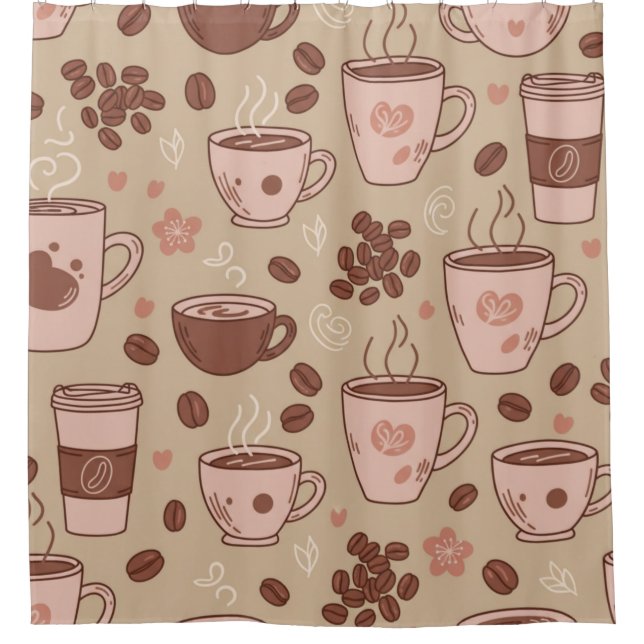 Rideaux De Douche Motif de tasse de café cosy (7) (Devant)