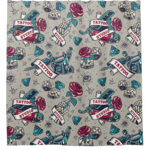 Rideaux De Douche Motif de tatouage rétro