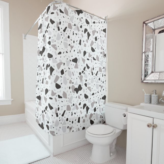 Rideaux De Douche Motif de Terrazzo monochromatique (En situation)