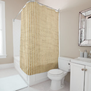 Rideaux De Douche Motif de tissu à rayures jaunes pâles filées