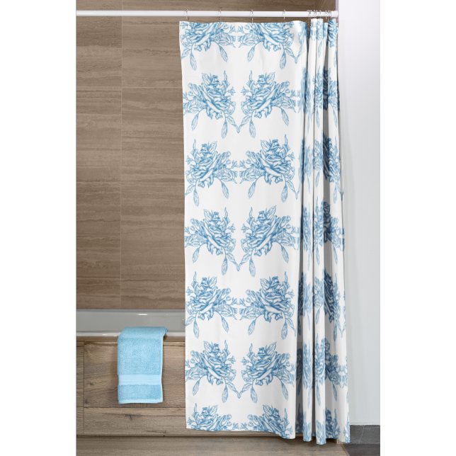 Rideaux De Douche Motif de toile bleu français (Créateur téléchargé)
