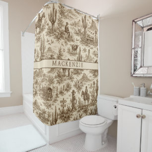Rideaux De Douche Motif de toile de désert occidental vintage nom pe
