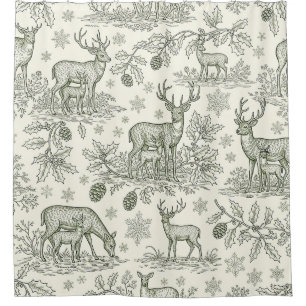 Rideaux De Douche Motif de toilette hivernale de cerfs des bois