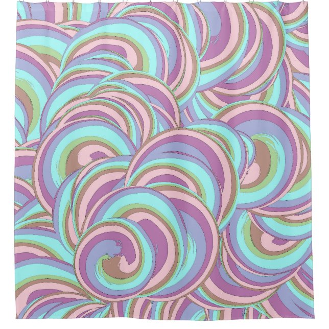 Rideaux De Douche Motif de tourbillons multicolores (Devant)