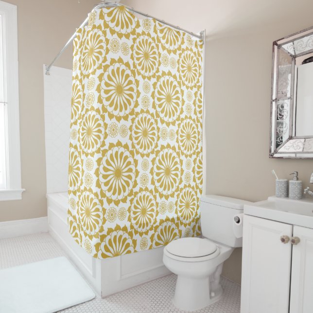 Rideaux De Douche Motif de tournesols d'or (En situation)
