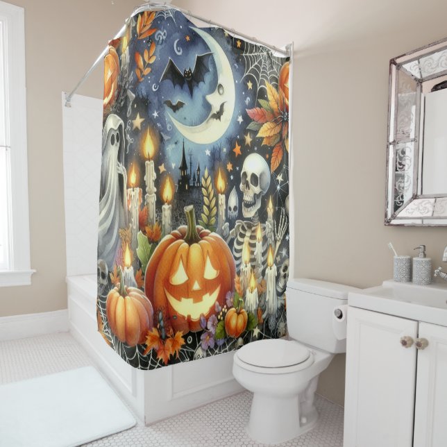 Rideaux De Douche Motif de tout Halloween  (En situation)