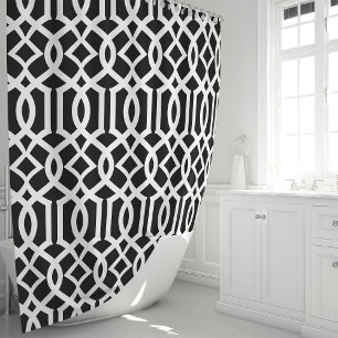 Rideaux De Douche Motif de treillis marocain noir et blanc