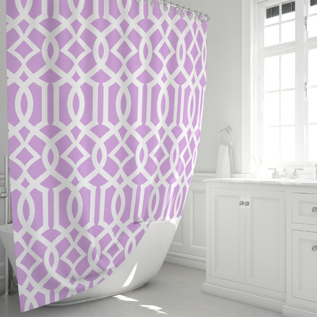 Rideaux De Douche Motif de treillis marocain violet et blanc (Créateur téléchargé)