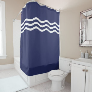 Rideaux De Douche Motif de vague marine bleu et blanc