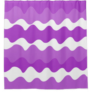 Rideaux De Douche Motif de vagues horizontales violet et blanc