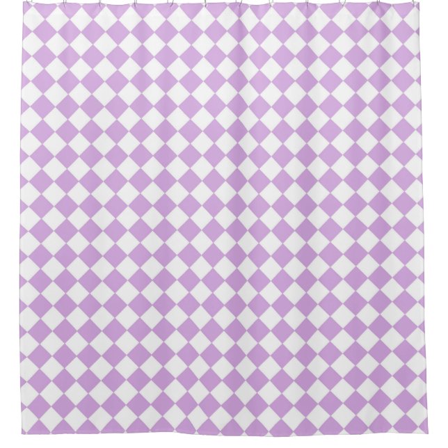 Rideaux De Douche Motif de vérification violet et blanc (Devant)