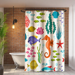 Rideaux De Douche Motif de vie océanique avec des animaux marins