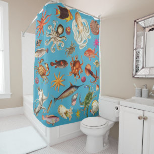 Rideaux De Douche Motif de vie sous-marine nautique Océan Bleu