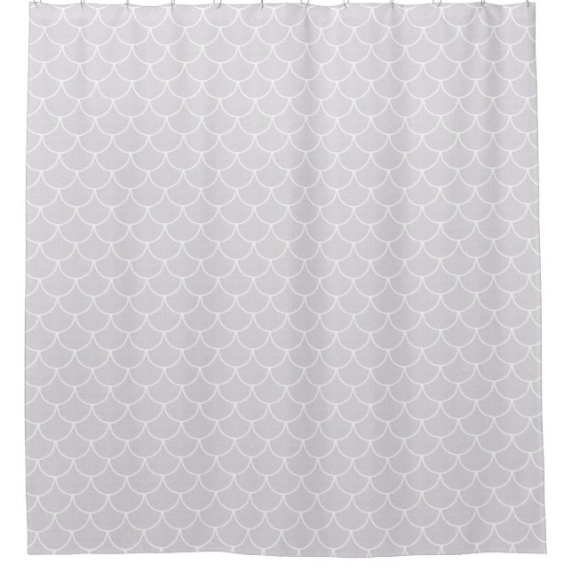 Rideaux De Douche Motif d'écailles de sirène blanches festonnées (Devant)