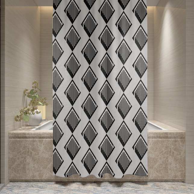 Rideaux De Douche Motif d'élégance moderne Arlequin noir (Créateur téléchargé)