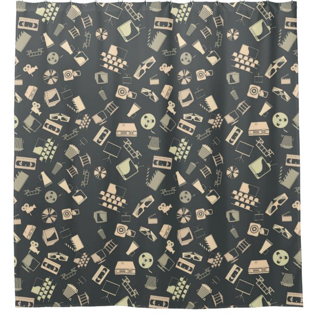 Rideaux De Douche Motif d'éléments de film rétro (Devant)