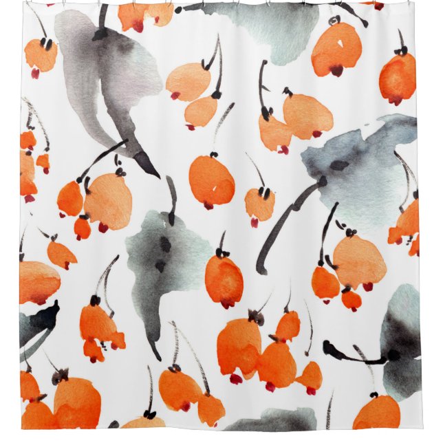 Rideaux De Douche Motif des baies d'aquarelle et de l'illustration f (Devant)