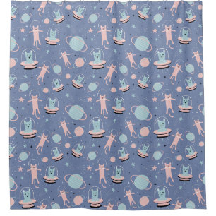 Rideaux De Douche Motif des chats spatiaux adorables