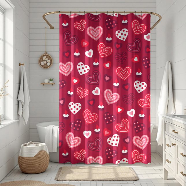 Rideaux De Douche Motif des coeurs de la Saint-Valentin rouge (Créateur téléchargé)