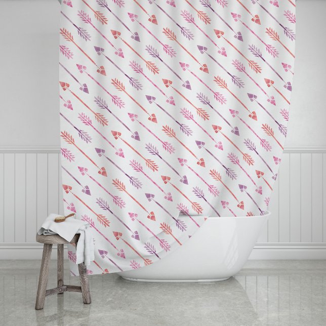 Rideaux De Douche Motif des flèches d'aquarelle rose et violet (Créateur téléchargé)