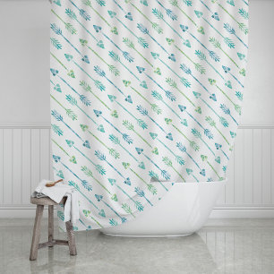 Rideaux De Douche Motif des flèches d'aquarelle verte et bleue