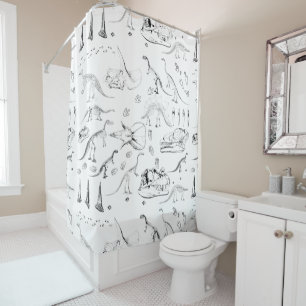 Rideaux De Douche Motif des os fossiles de dinosaures