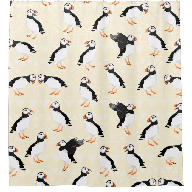 Rideaux De Douche Motif des Puffin Birds (Devant)