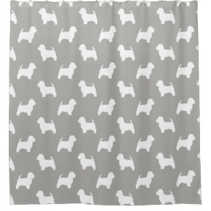 Rideaux De Douche Motif des silhouettes du Terrier blanc West Highla
