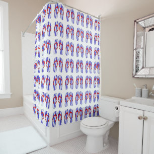 Rideaux De Douche Motif des tongs à taches bleues