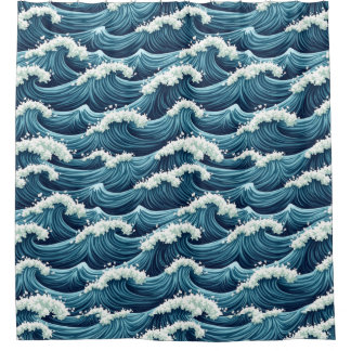 Rideaux De Douche Motif des vagues de l'océan bleu
