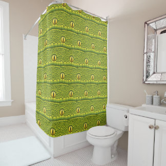Rideaux De Douche Motif des yeux de serpent - Abstrait reptile vert