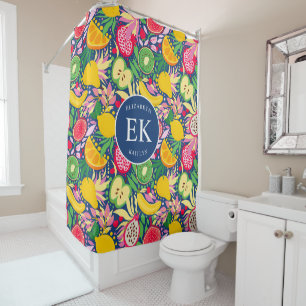Rideaux De Douche Motif d'été pour le Monogramme de fruits tropicaux