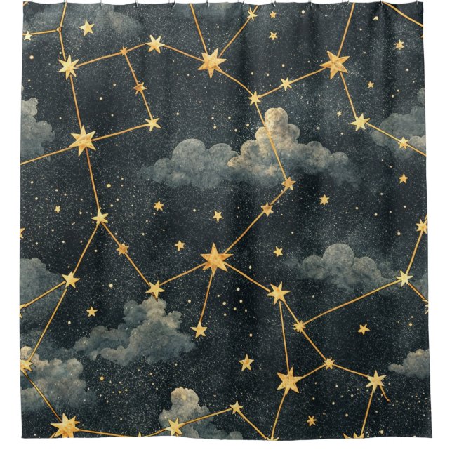 Rideaux De Douche Motif d'étoile de constellation céleste (1) (Devant)