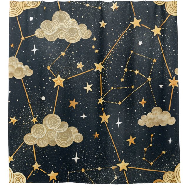 Rideaux De Douche Motif d'étoile de constellation céleste (2) (Devant)