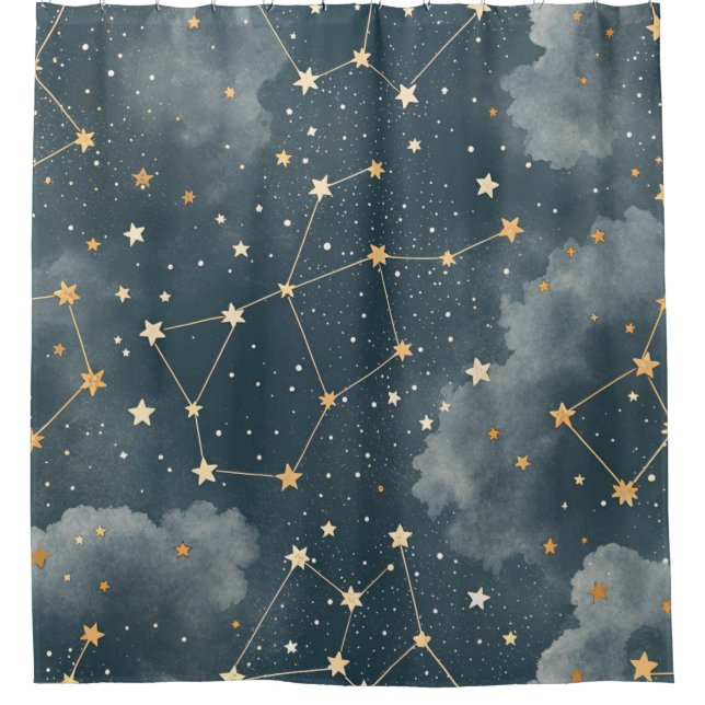 Rideaux De Douche Motif d'étoile de constellation céleste (4) (Devant)
