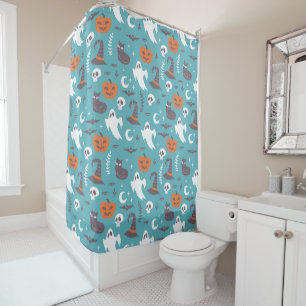 Rideaux De Douche Motif d'Halloween Turquoise amusant